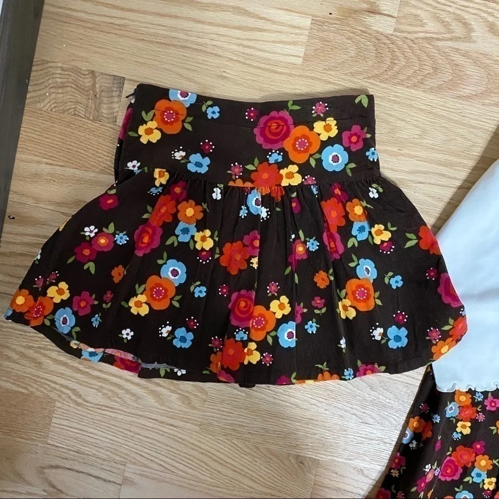 Gymboree Outfit Bundle Brown Floral Sz 4 Girls